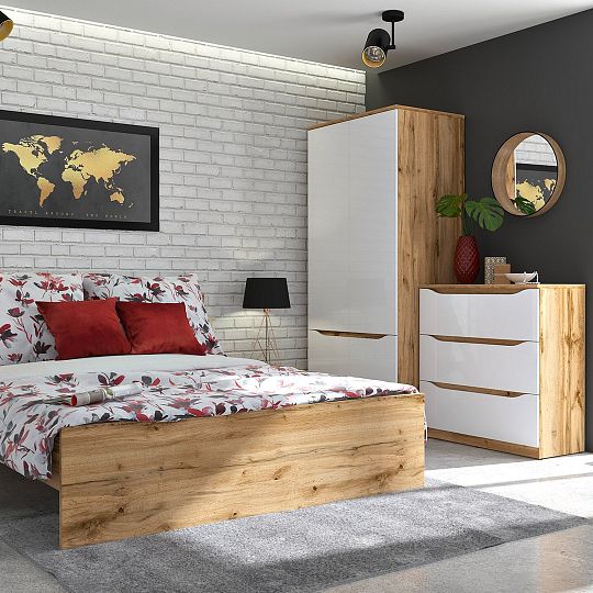 NUIS šatní skříň SZF4D dub wotan/bílý lesk