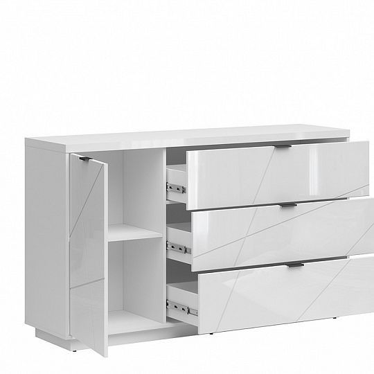 FORN komoda KOM1D3S, bílý lesk
