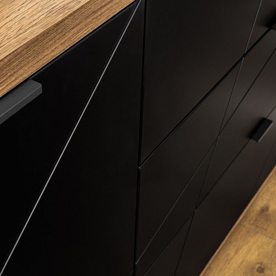 FORN komoda KOM1D3S, dub delano tmavý/černý mat