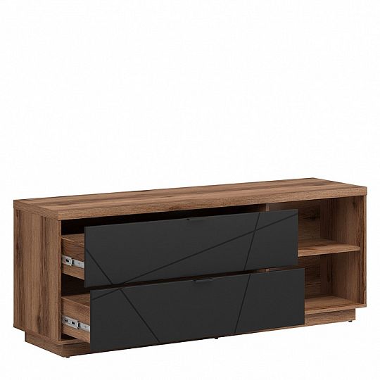 FORN televizní stolek RTV2S, dub delano tmavý/černý mat