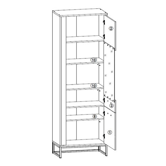 LUTON vitrína REG1D1W/20/7/P + LED, grafit/dub ribbeck