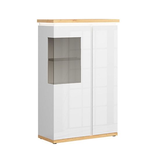 LAVAL vitrína REG1D1W, bílý lesk/dub přírodní