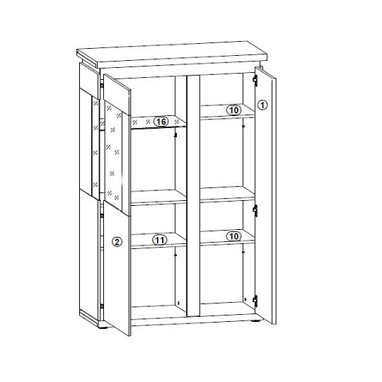 LAVAL vitrína REG1D1W, bílý lesk/dub přírodní