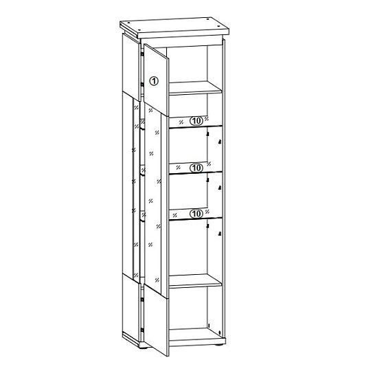 LAVAL vitrína vysoká REG1D1WL, bílý lesk/dub přírodní