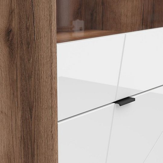 FORN vitrína REG1D1W, dub delano tmavý/bílý lesk