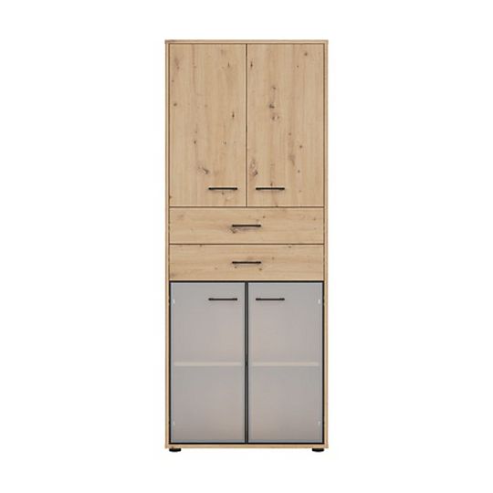 SPACE OFFICE vitrína REG2D2W2S/200, dub artisan/černý mat