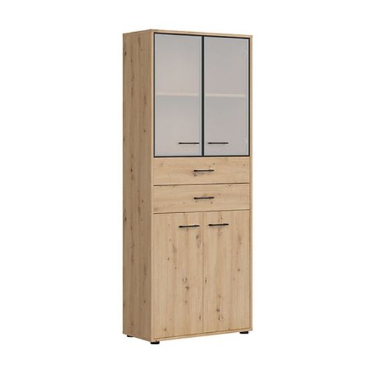 SPACE OFFICE vitrína REG2D2W2S/200, dub artisan/černý mat