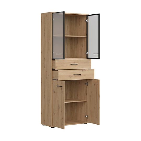 SPACE OFFICE vitrína REG2D2W2S/200, dub artisan/černý mat