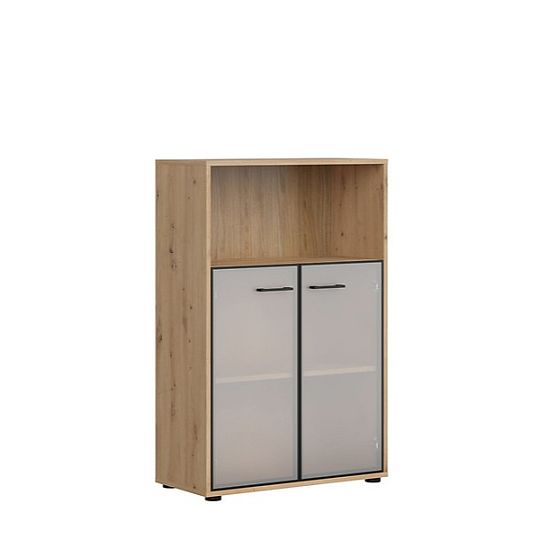 SPACE OFFICE vitrína REG2W/120, dub artisan/černý mat