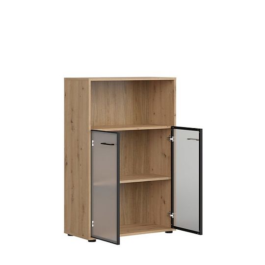 SPACE OFFICE vitrína REG2W/120, dub artisan/černý mat