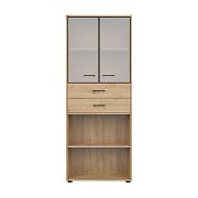 SPACE OFFICE vitrína REG2W2S/200, dub artisan/černý mat