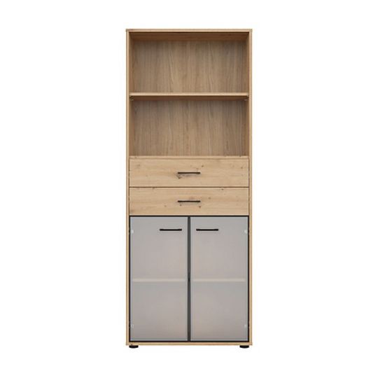 SPACE OFFICE vitrína REG2W2S/200, dub artisan/černý mat