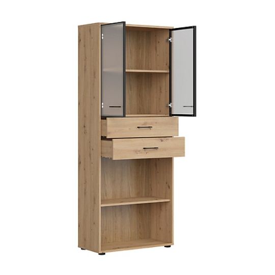 SPACE OFFICE vitrína REG2W2S/200, dub artisan/černý mat