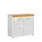 HORTON komoda KOM2D, bílý lesk/dub zlatý grandson