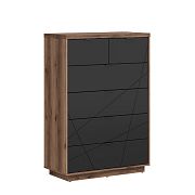 FORN komoda KOM6S, dub delano tmavý/černý mat