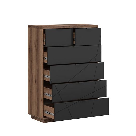 FORN komoda KOM6S, dub delano tmavý/černý mat