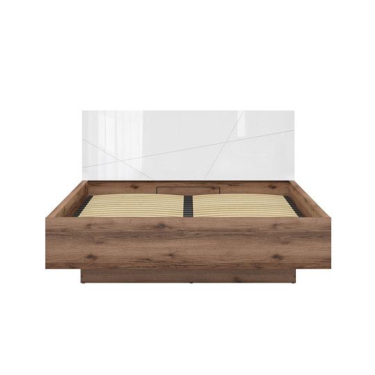 FORN postel 160 cm + rošt, dub delano tmavý/bílý lesk