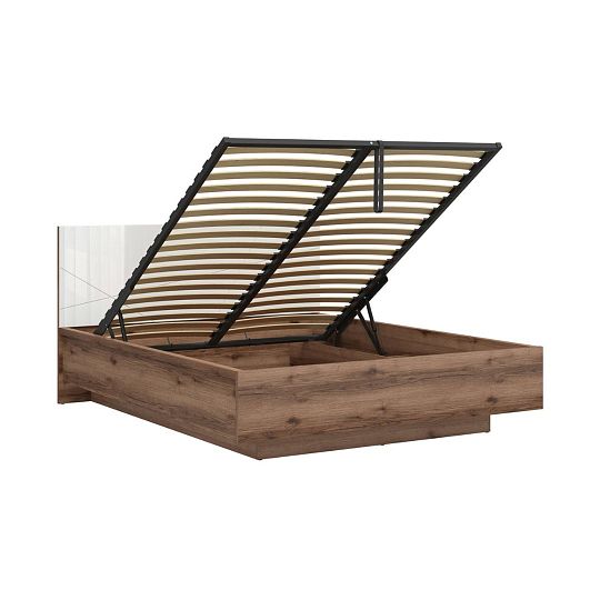 FORN postel 160 cm + rošt, dub delano tmavý/bílý lesk