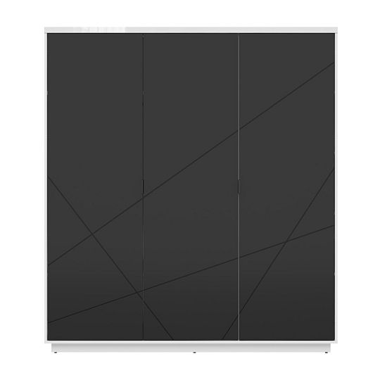 FORN šatní skříň SZF3D, bílý lesk/černý mat