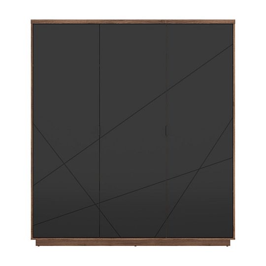 FORN šatní skříň SZF3D, dub delano tmavý/černý mat