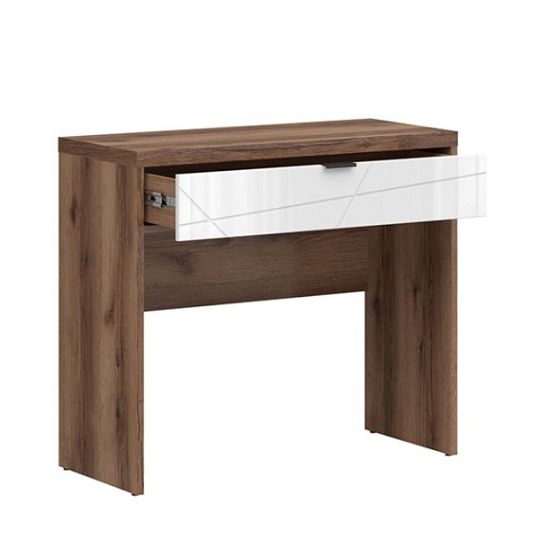 FORN toaletka TOL1S, dub delano tmavý/bílý lesk