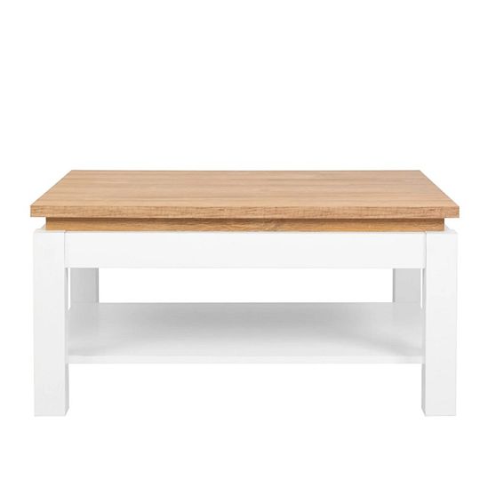 HORTON konferenční stolek LAW, bílý lesk/dub zlatý grandson