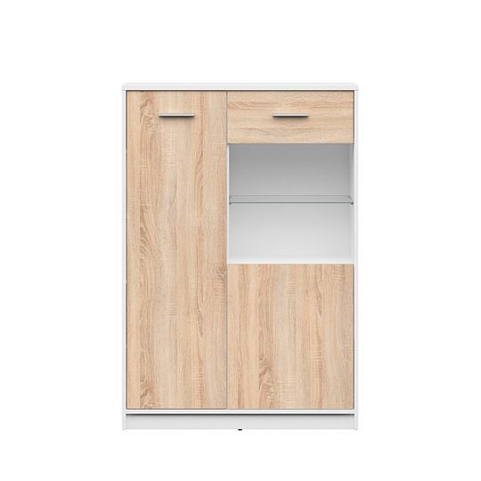 NEPO PLUS vitrína REG1D1W/90, bílá/dub sonoma