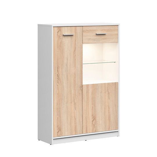 NEPO PLUS vitrína REG1D1W/90, bílá/dub sonoma