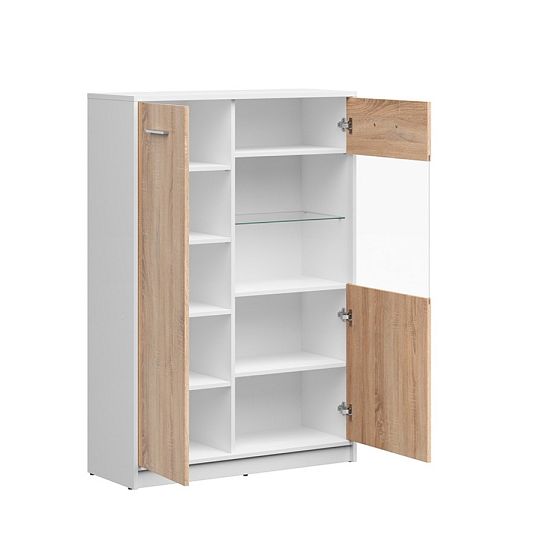 NEPO PLUS vitrína REG1D1W/90, bílá/dub sonoma