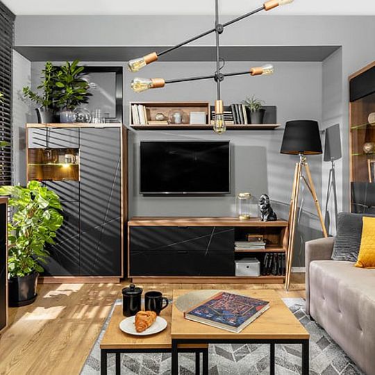 AROZ set konferenčních stolků LAW/40+LAW/50, dub artisan/černá