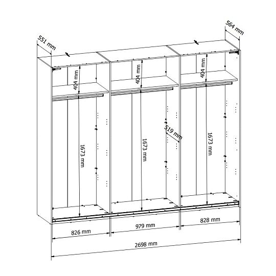 FORN šatní skříň SZF/270, bílý lesk