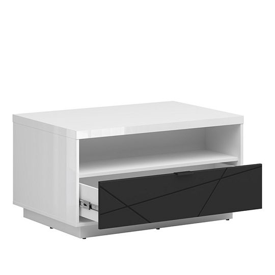 FORN konferenční stolek LAW1S, bílý lesk/černý mat