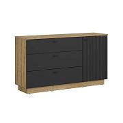 ZENDA komoda KOM1D3S, dub waterford/černá