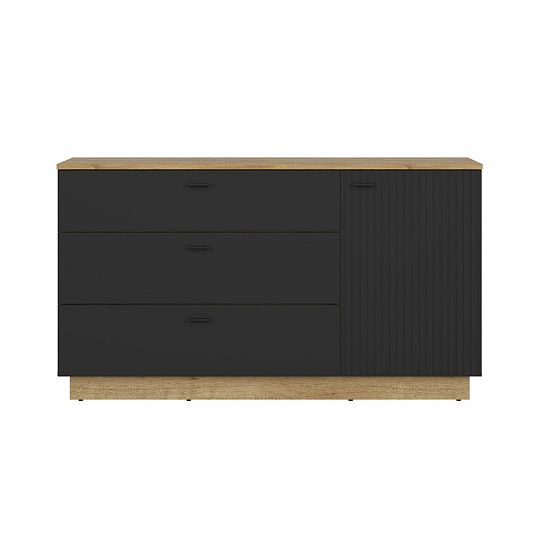 ZENDA komoda KOM1D3S, dub waterford/černá