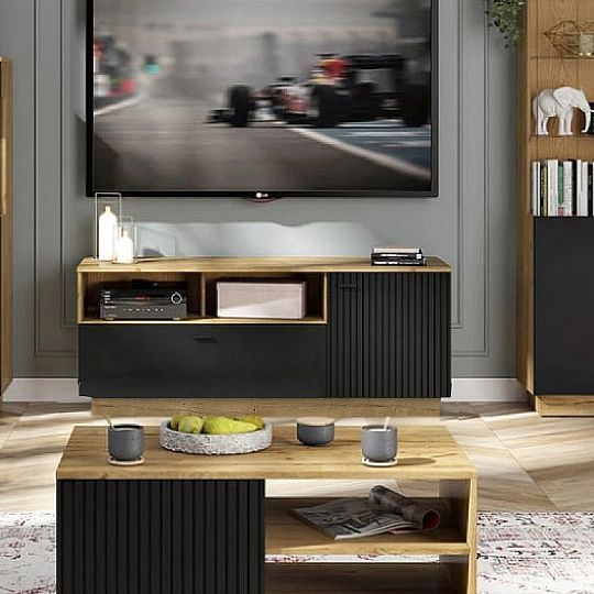 ZENDA skříňka KOM3D/150, dub waterford/černá