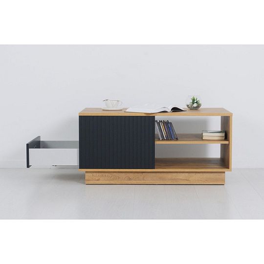 ZENDA konferenční stolek LAW1S, dub waterford/černá