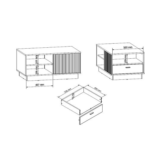 ZENDA konferenční stolek LAW1S, dub waterford/černá