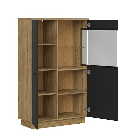 ZENDA vitrína REG1D1W/150, dub waterford/černá