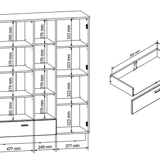 ZENDA regál REG2D1S, dub waterford/černá