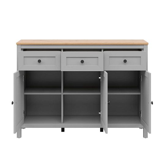 SALGA komoda KOM3D3S, šedá arktisgrau/dub artisan