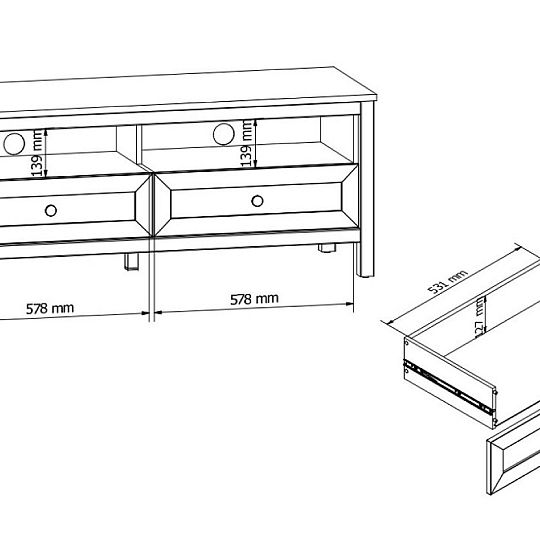 SALGA televizní stolek RTV2S, šedá arktisgrau/dub artisan