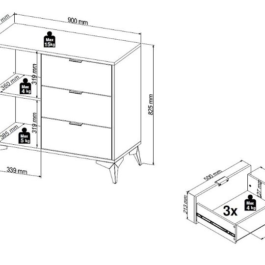LAMEA komoda KOM1D3S, dub artisan