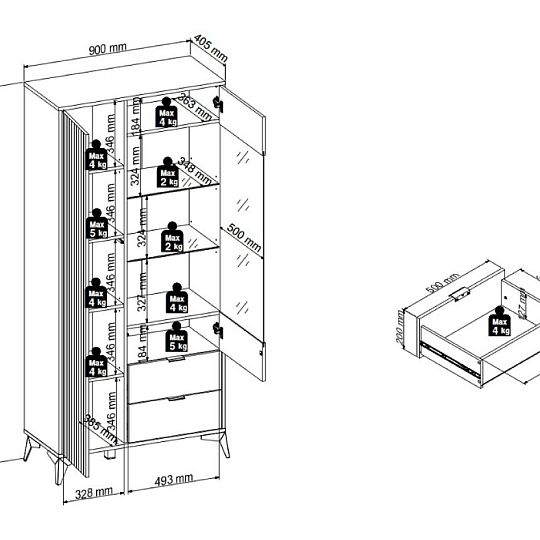 LAMEA vitrína REG1D1W2S, dub artisan