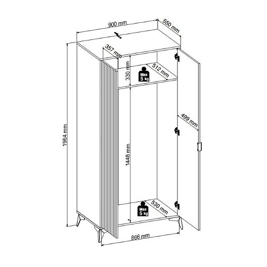 LAMEA šatní skříň SZF2D, dub artisan
