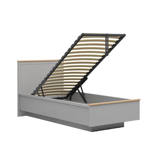 SALGA postel 90 cm + rošt, šedá arktisgrau/dub artisan