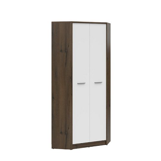 NEPO PLUS rohová šatní skříň SZFN2D, dub ušlechtilý/bílá