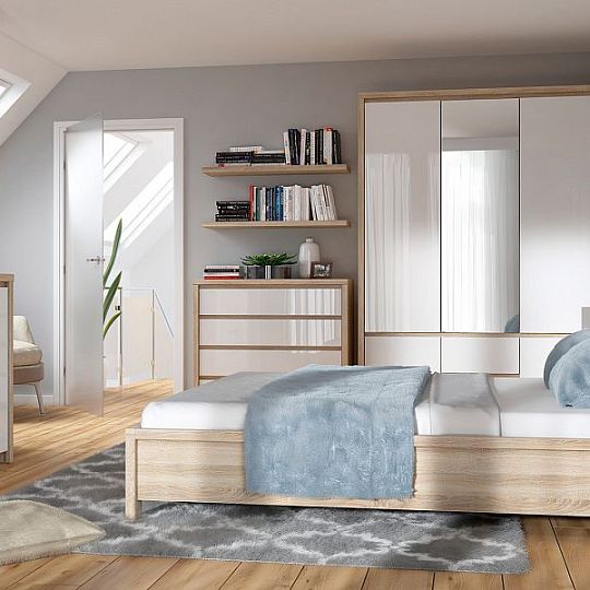 Kaspian Komoda KOM2D4S Dub sonoma/bílý lesk