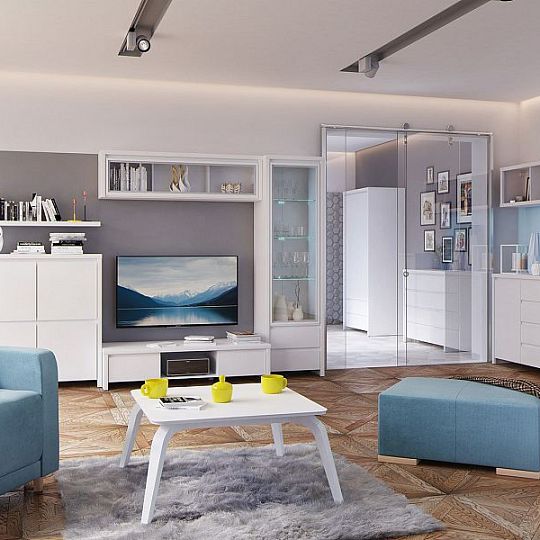 Kaspian Vitrína SFW1W/140 bílá/bílá matná