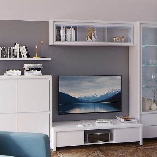 Kaspian Vitrína SFW1W/140 bílá/bílá matná