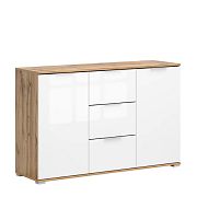 Zele Komoda KOM2D3S, dub wotan/bílý lesk